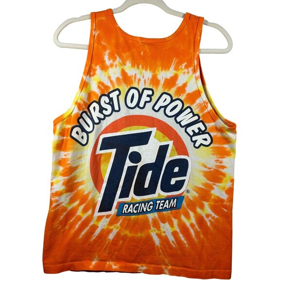 Vintage Tide Racing Team Tank Top M Orange Tie-Dye 100% Cotton Made In USA - Picture 2 of 11